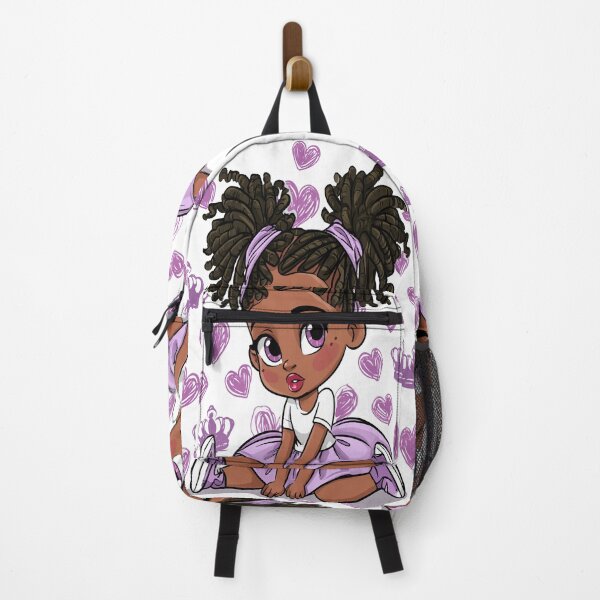 Item preview, Little Cute Girl Locs Kawaii Purple Crowns and Hearts Print Pattern designed and sold by RichardRags.