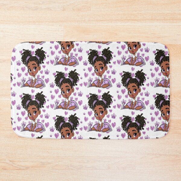 Item preview, Little Cute Girl Locs Kawaii Purple Crowns and Hearts Print Pattern designed and sold by RichardRags.