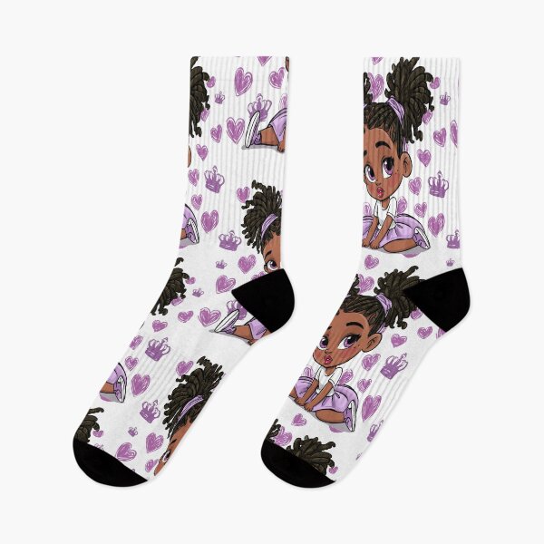 Item preview, Little Cute Girl Locs Kawaii Purple Crowns and Hearts Print Pattern designed and sold by RichardRags.