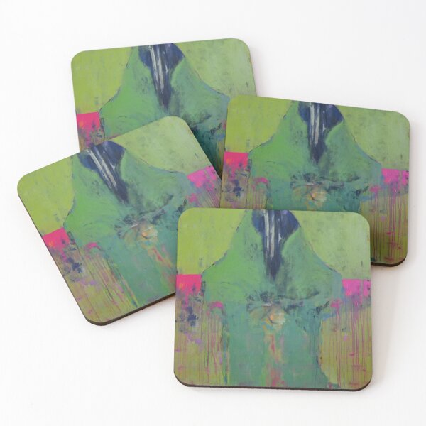 Item preview, Lime Green and Pink Abstract Figure Painting designed and sold by Gela Mikava.