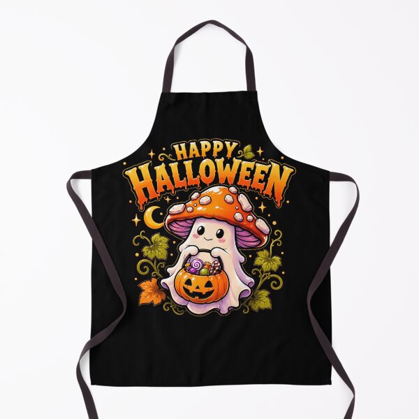 Item preview, Cute ghost mushroom with Halloween pumpkin candy designed and sold by rafaeltto.