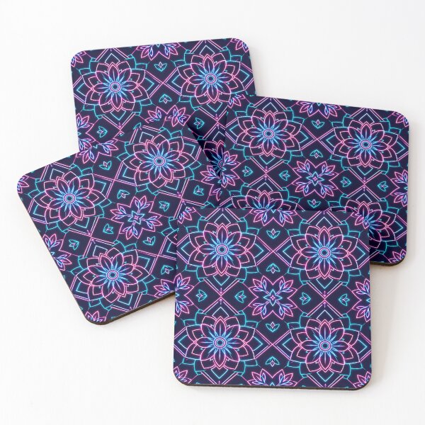 Item preview, Neon Glowing Lotus Mandala Geometric Pattern designed and sold by Owcomm.