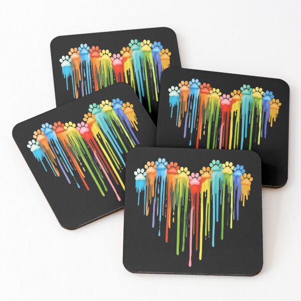 Item preview, Colorful Paw Heart Paint Drip Art designed and sold by GiaoCalonas.