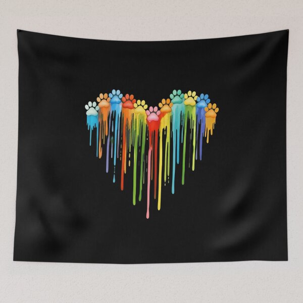Item preview, Colorful Paw Heart Paint Drip Art designed and sold by GiaoCalonas.