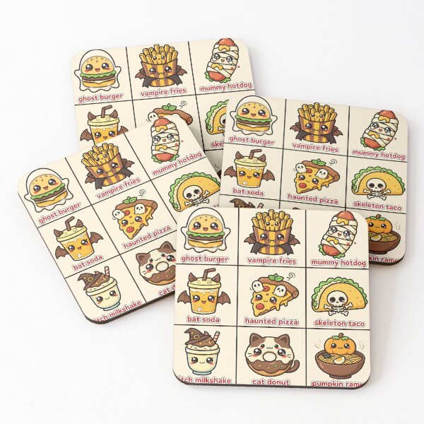 Item preview, Kawaii Halloween Food Monster Grid designed and sold by Teeny Quities.