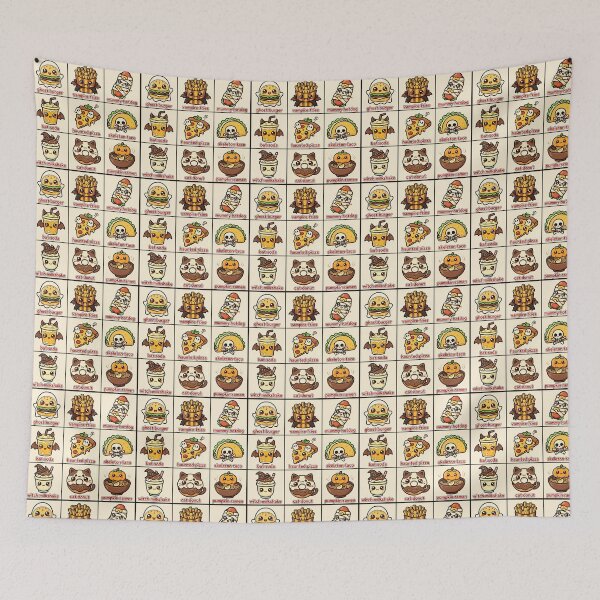 Item preview, Kawaii Halloween Food Monster Grid designed and sold by Teeny Quities.