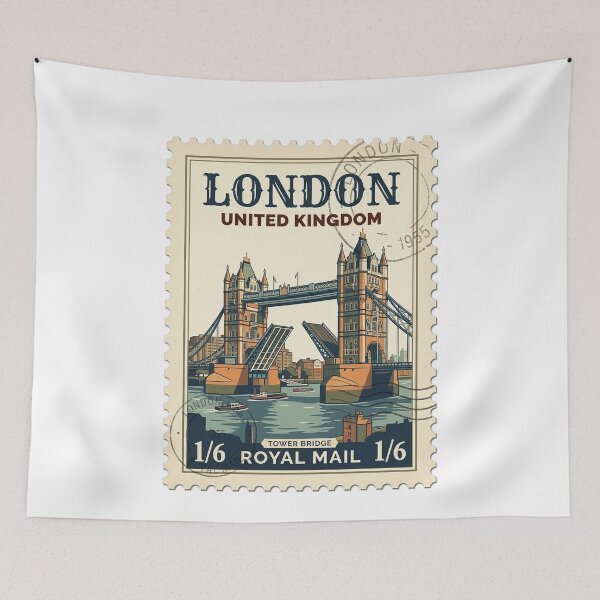 Item preview, Vintage London Tower Bridge Travel Stamp UK designed and sold by k3rstman1.