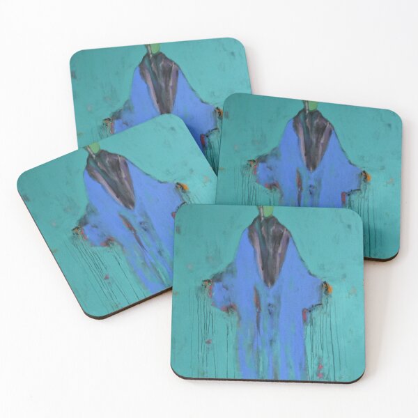 Item preview, Turquoise and Blue Abstract Figure Green Face Painting designed and sold by Gela Mikava.