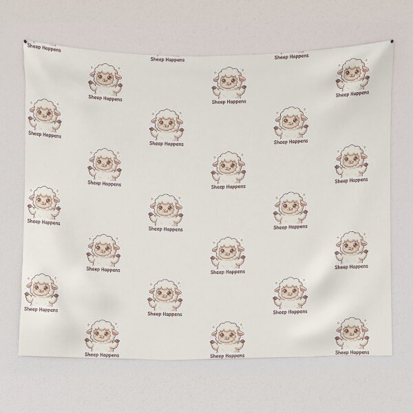 Item preview, Sheep Happens – Funny Welsh Pun designed and sold by Cerys-GS.