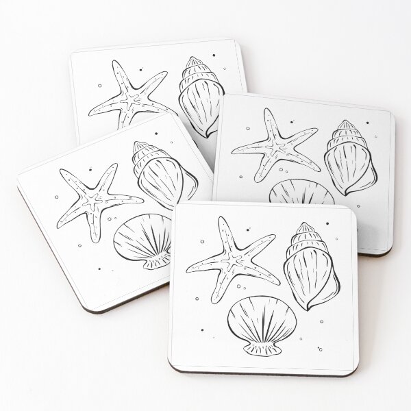 Item preview, Coastal Sea Sketch | Starfish & Seashell Minimal Illustration designed and sold by Sagi Jane Art.
