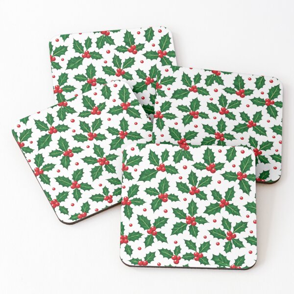 Item preview, Festive Holly Berry Leaves Christmas Pattern designed and sold by Owcomm.