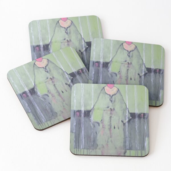 Item preview, Sage Green Abstract Figure Pink Face Painting designed and sold by Gela Mikava.