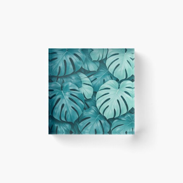 Item preview, Teal Monstera Leaves Tropical Jungle Pattern designed and sold by Owcomm.