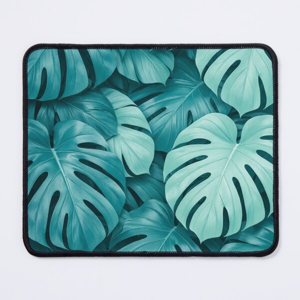 Item preview, Teal Monstera Leaves Tropical Jungle Pattern designed and sold by Owcomm.