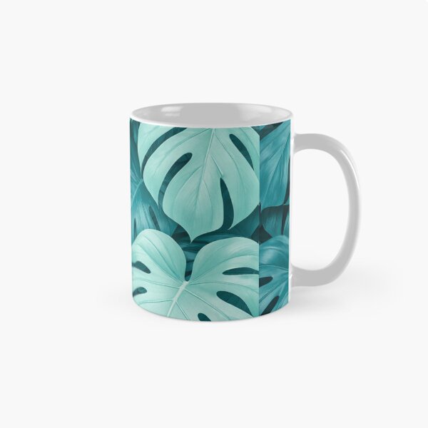Item preview, Teal Monstera Leaves Tropical Jungle Pattern designed and sold by Owcomm.