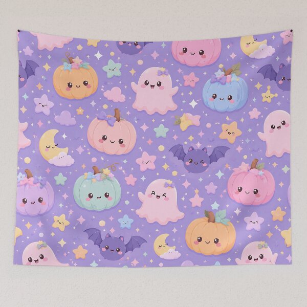 Item preview, Kawaii Pastel Autumn Night Ghost Pattern designed and sold by Thai Vibe Studio.
