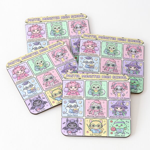 Item preview, Pastel Kawaii Monster School Character Grid designed and sold by Teeny Quities.