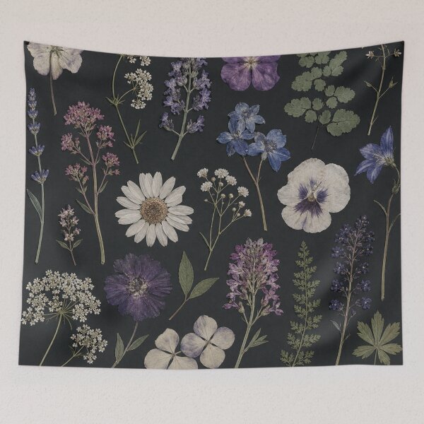 Item preview, Vintage Pressed Dried Flowers Dark Botanical Pattern designed and sold by Owcomm.