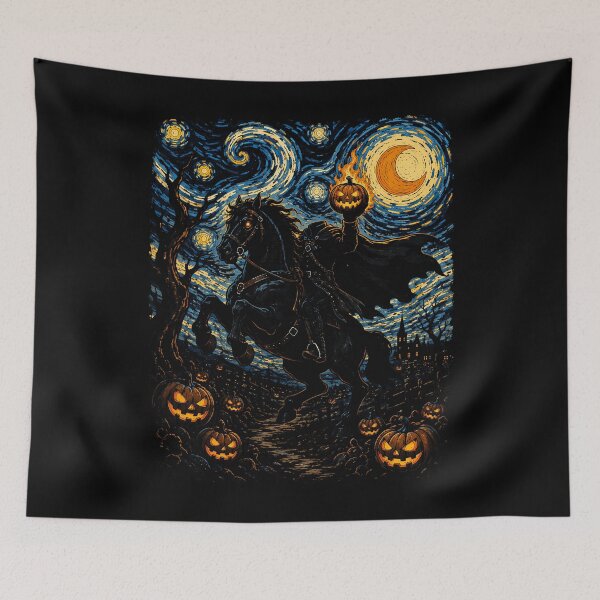 Item preview, Halloween horseman with glowing pumpkin and moonlight designed and sold by rafaeltto.