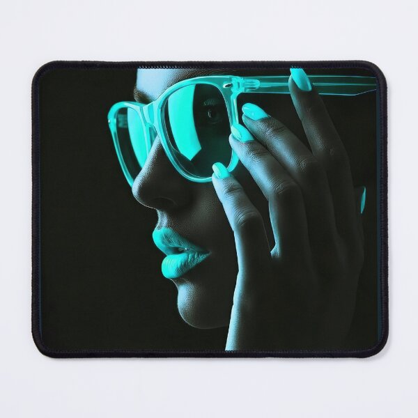 Item preview, Electric Cyan Glow Neon Portrait Aesthetic Art designed and sold by abanoubnabil.