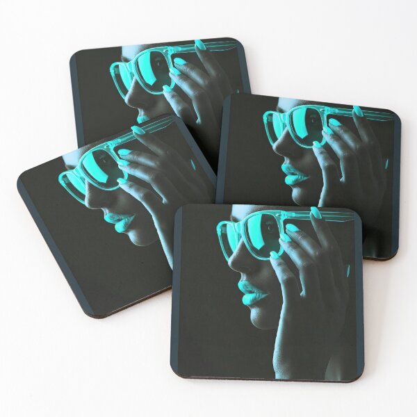 Item preview, Electric Cyan Glow Neon Portrait Aesthetic Art designed and sold by abanoubnabil.