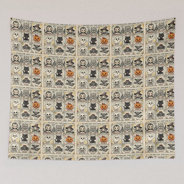 Item preview, Vintage Halloween Comic Character Grid designed and sold by Teeny Quities.