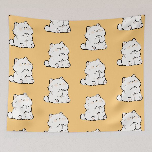 Item preview, Cute Happy White Kitten Kawaii Illustration designed and sold by jianina-alondra.