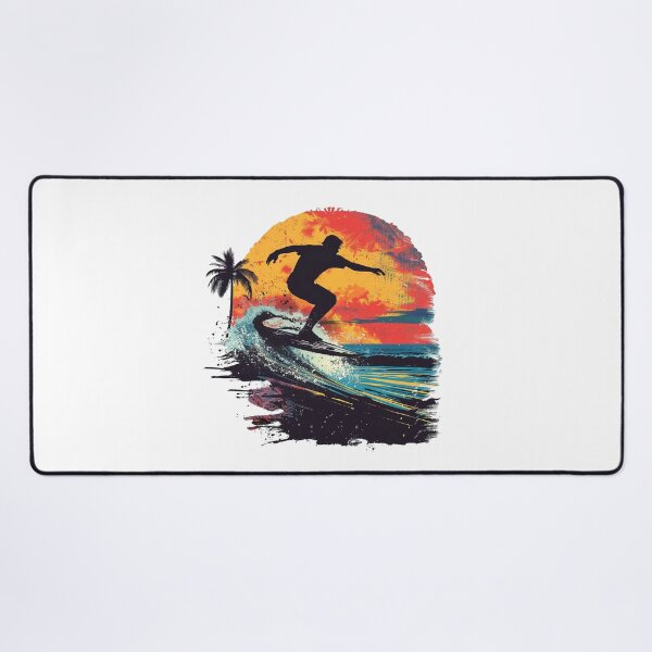 Item preview, Vintage Surfing Sunset | Retro Surfer Riding Ocean Wave | Tropical Beach Art designed and sold by Awarrie.