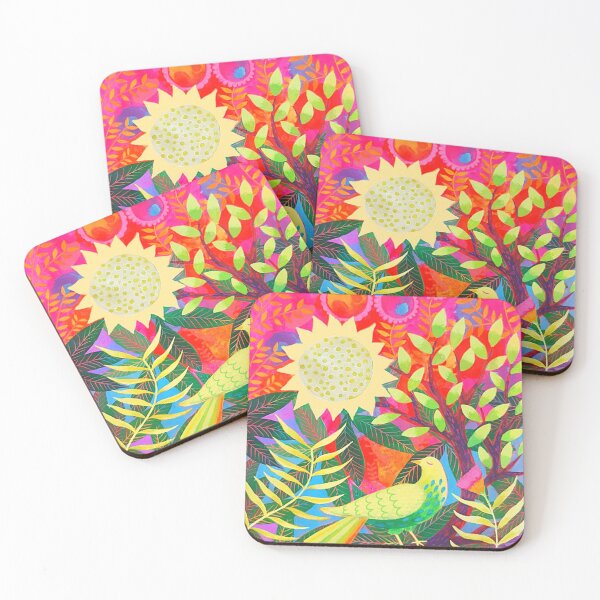 Item preview, Golden Songbird, colourful bird art, designed and sold by Jess Stride.