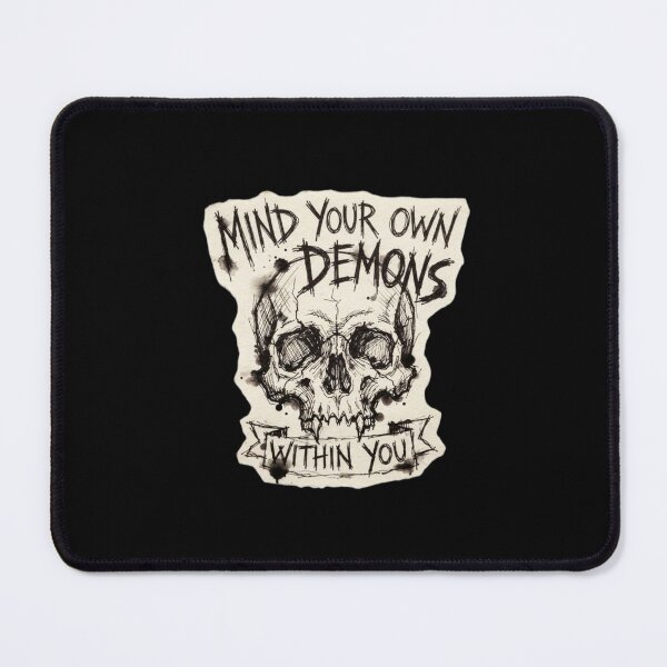 Item preview, Mind Your Own Demons Within You Gothic Skull Sketch Quote Dark Art designed and sold by SipWithStyleArt.