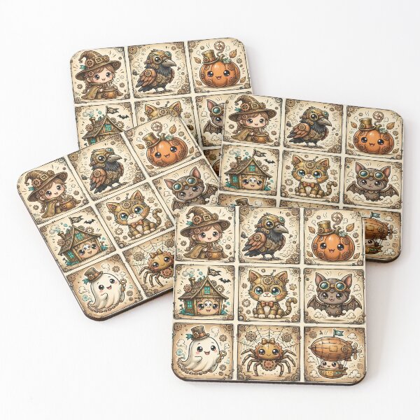 Item preview, Kawaii Steampunk Halloween Character Grid designed and sold by Teeny Quities.