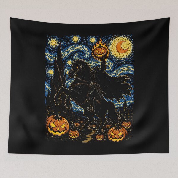 Item preview, Spooky Horseman with Pumpkin in the Night Sky Halloween designed and sold by rafaeltto.