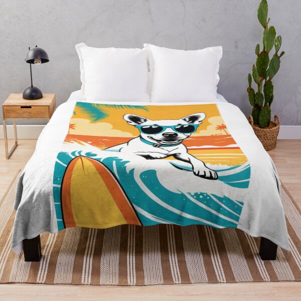 Item preview, Art - Anthropomorphic Dog Surfer, Joyful Vintage Illustration designed and sold by World-Pets.