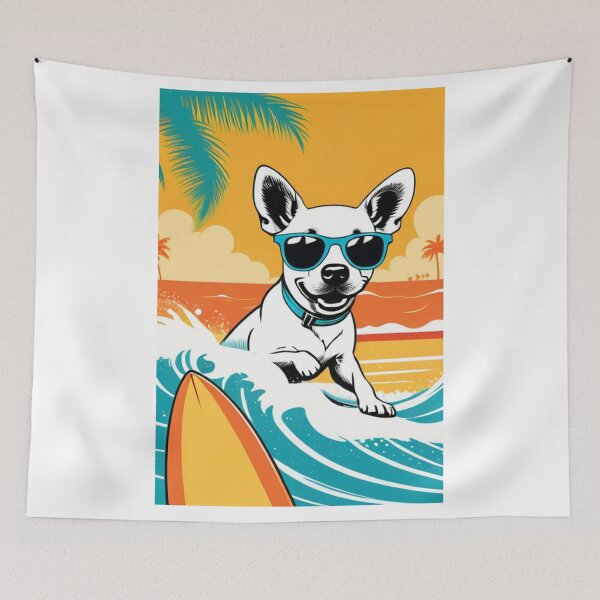Item preview, Art - Anthropomorphic Dog Surfer, Joyful Vintage Illustration designed and sold by World-Pets.