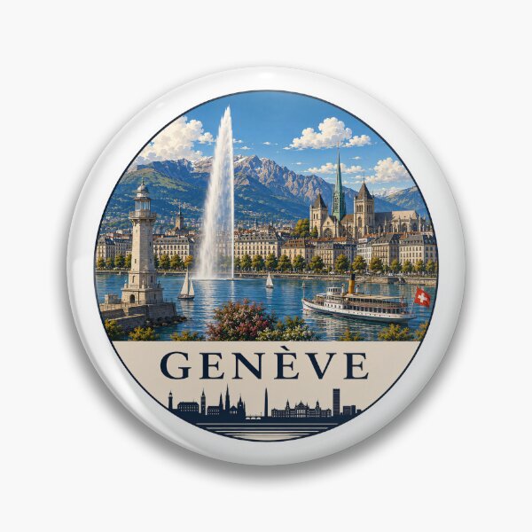 Item preview, Geneva Landmark Skyline Travel Sticker designed and sold by Beyond Destinations.