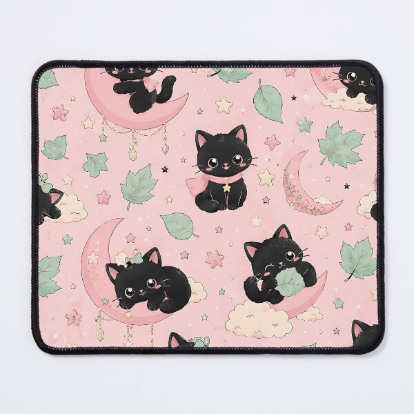 Item preview, Kawaii Black Cat Pastel Moon Autumn Pattern designed and sold by Thai Vibe Studio.