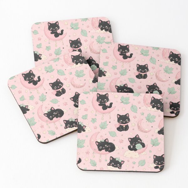 Item preview, Kawaii Black Cat Pastel Moon Autumn Pattern designed and sold by Thai Vibe Studio.