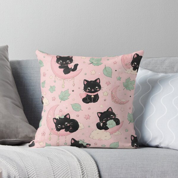 Item preview, Kawaii Black Cat Pastel Moon Autumn Pattern designed and sold by Thai Vibe Studio.