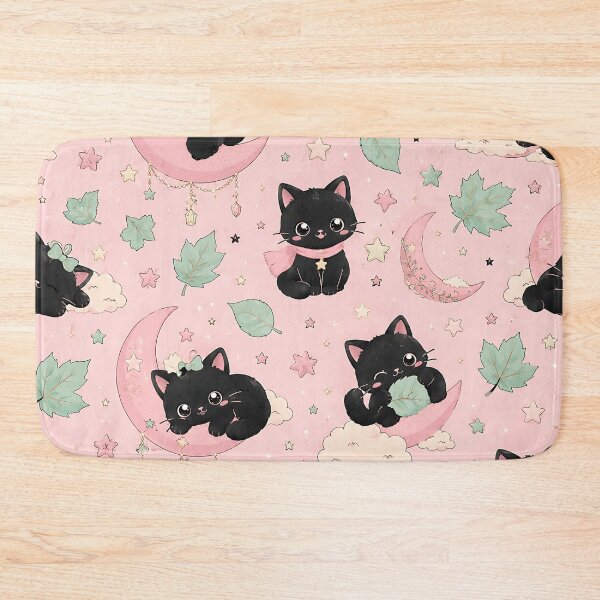 Item preview, Kawaii Black Cat Pastel Moon Autumn Pattern designed and sold by Thai Vibe Studio.