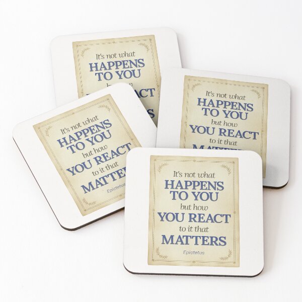 Item preview, It's not what happens to you but how you react to it that matters - Epictetus - Elegant Script Stoic Quote - Egyptian Blue Version designed and sold by Stoic Core.