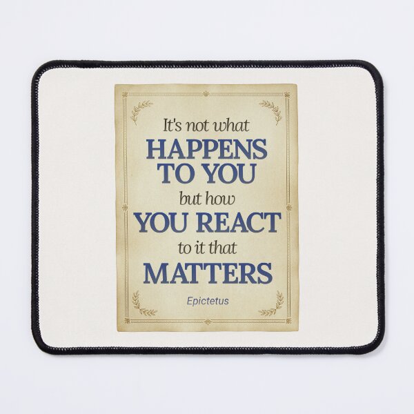 Item preview, It's not what happens to you but how you react to it that matters - Epictetus - Elegant Script Stoic Quote - Egyptian Blue Version designed and sold by Stoic Core.