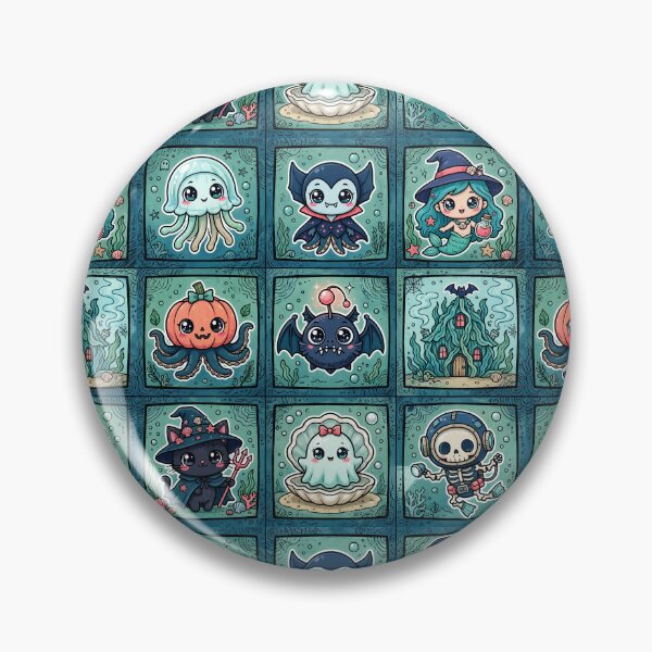 Item preview, Underwater Kawaii Halloween Creature Grid designed and sold by Teeny Quities.
