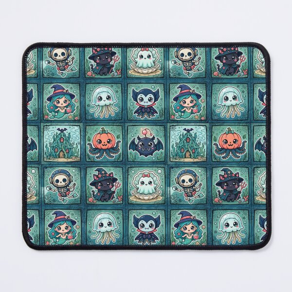 Item preview, Underwater Kawaii Halloween Creature Grid designed and sold by Teeny Quities.
