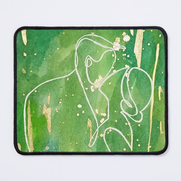 Item preview, Minimalist couple line art with green watercolor and gold designed and sold by Art by M.H..