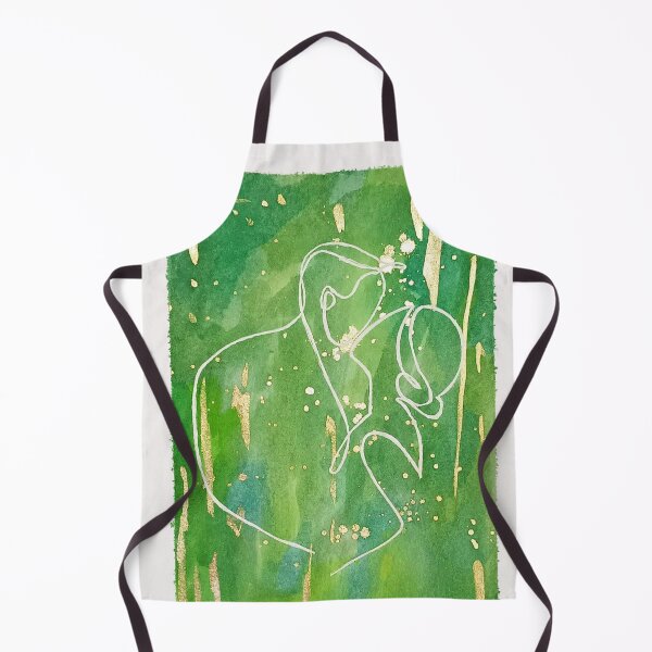 Item preview, Minimalist couple line art with green watercolor and gold designed and sold by Art by M.H..
