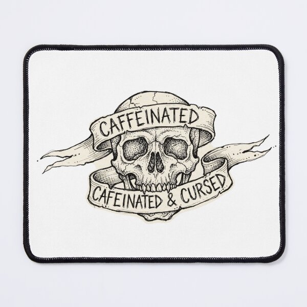Item preview, Caffeinated and Cursed Gothic Skull Coffee Quote Vintage Sketch Art designed and sold by SipWithStyleArt.