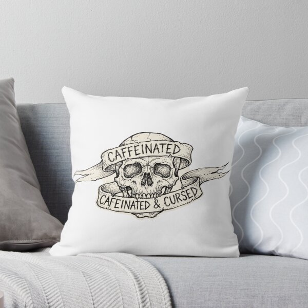 Item preview, Caffeinated and Cursed Gothic Skull Coffee Quote Vintage Sketch Art designed and sold by SipWithStyleArt.