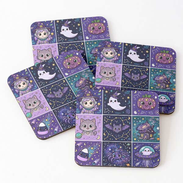 Item preview, Cosmic Kawaii Halloween Creature Grid designed and sold by Teeny Quities.