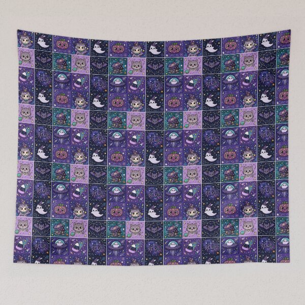 Item preview, Cosmic Kawaii Halloween Creature Grid designed and sold by Teeny Quities.