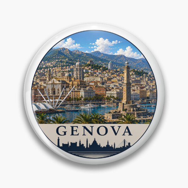 Item preview, Genoa Landmark Skyline Travel Sticker designed and sold by Beyond Destinations.